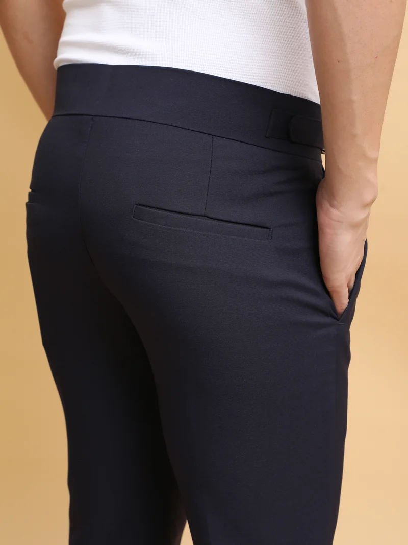 Maniac  Maniac Mens Gurkha Solid Navy Cotton Trouser for Men | Best Price UAE
